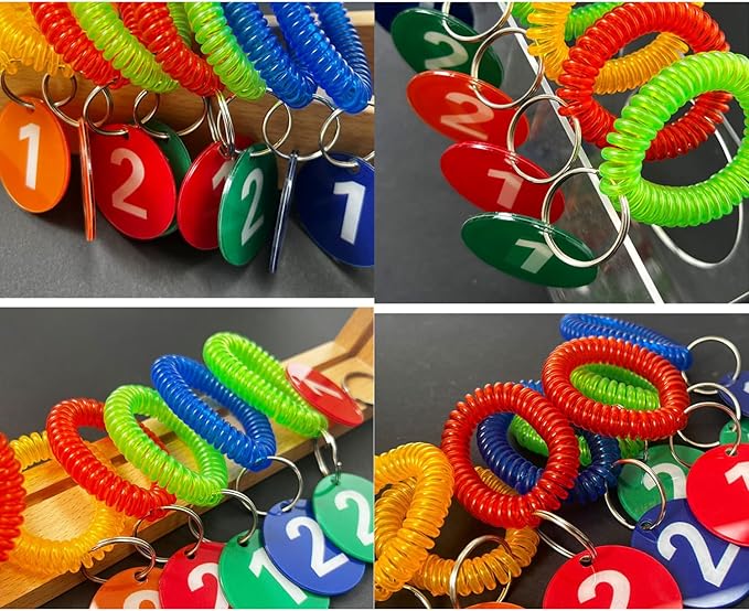 Pack of 36 Colorful Spring Spiral Wrist Coil Key Chain, Wristband Key Ring (Solid Green)