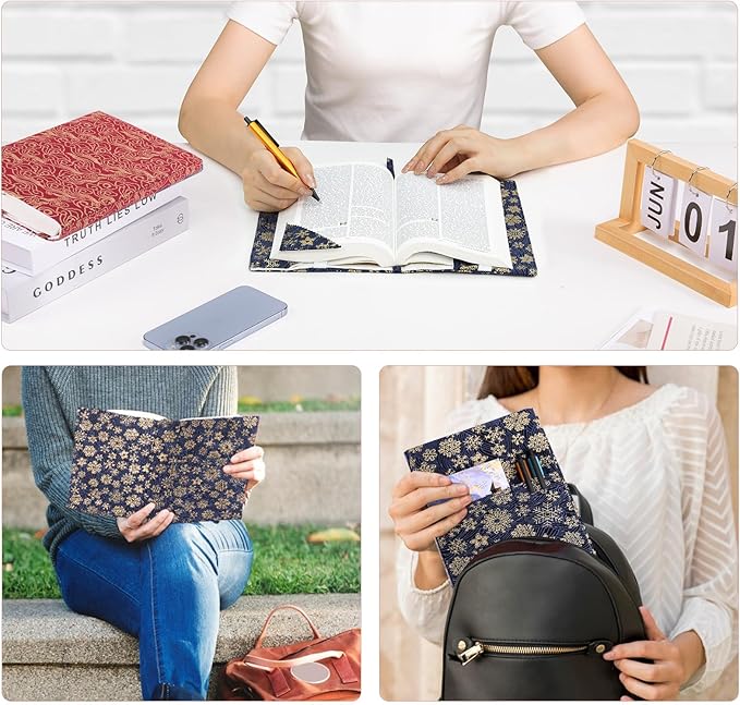 Book Covers with Corner Bookmark - Fabric Dust Jackets for Books - Book Protector for Book Lovers - Book Covers for for Paperbacks,Hardcover,Bibles - Soft Cover Book Sleeve for AA Books