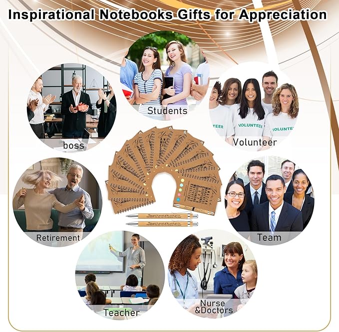 Jetec 12 Sets Bulk Employee Appreciation Gifts Bulk Inspirational Spiral Notebook with Note Ballpoint Pen Thank You Gifts for Volunteer Social Worker Nurse Staff Coworker Students (Amazing)