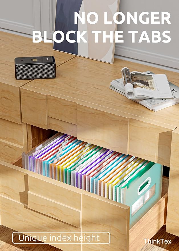 ThinkTex 26 Pockets Accordion File Organizer, Upright & Open Top, A-Z Colorful Tabs, Larger Capacity Expanding File Folder, Letter/A4 Size for School, Home and Office - Green