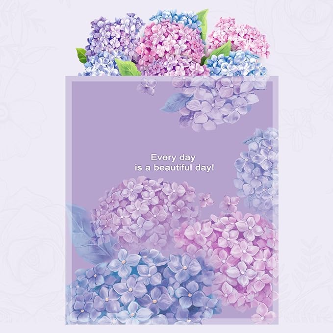 Pop Up Flower Cards, Pruple Nantucket Hydrangeas, 12inch Paper Flowers 3D Greeting Cards with Blank Note Card and Envelope for Birthday, Anniversary, Easter, Get Well Gifts Card for Women Kids