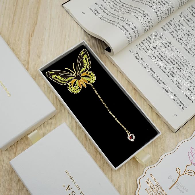 Butterfly Bookmarks for Women,Metal Bookmark,Unique Gifts Book Markers for Women Book Lovers,Teacher Appreciation Gifts,Valentine Mother's Day Christmas New Year Birthday Gift (05-Green)