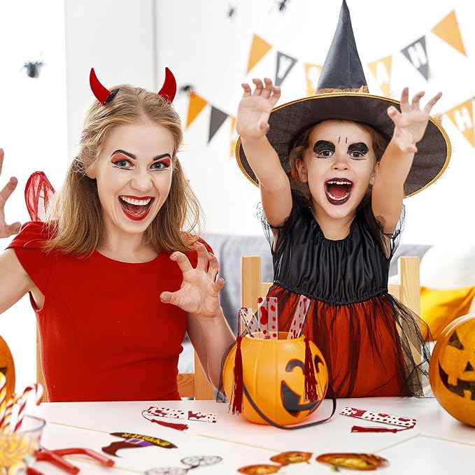 5 Pieces Blood Bookmark Halloween Theme Bookmarks Blood Splatter Bookmark Art Page Marker Bloodstain Bookmark Handmade Ideal Trick or Treat Present for Friends, Kids, Students, Teacher