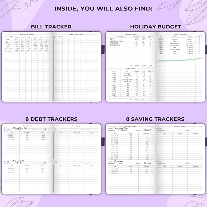 GoGirl Budget Planner – Monthly Financial Planner Organizer Budget Book. Expense Tracker Notebook Journal to Control Money, Compact (Purple)