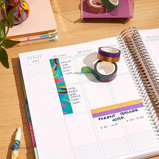 Erin Condren Washi Tape 4-Pack - EttaVee Inspire Accent Tape. Decorative and Stylish Adhesive Tape for Organizing Notebooks and Highlighting Important Tasks. Four 16 ft Rolls Printed Washi