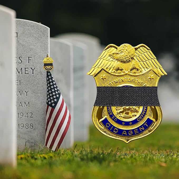 CREATRILL 30 Pack Black Police Mourning Band Stripe Police Officer Badge Shield Funeral Honor Guard Straps for Badge Size of 1.4" to 2.4"