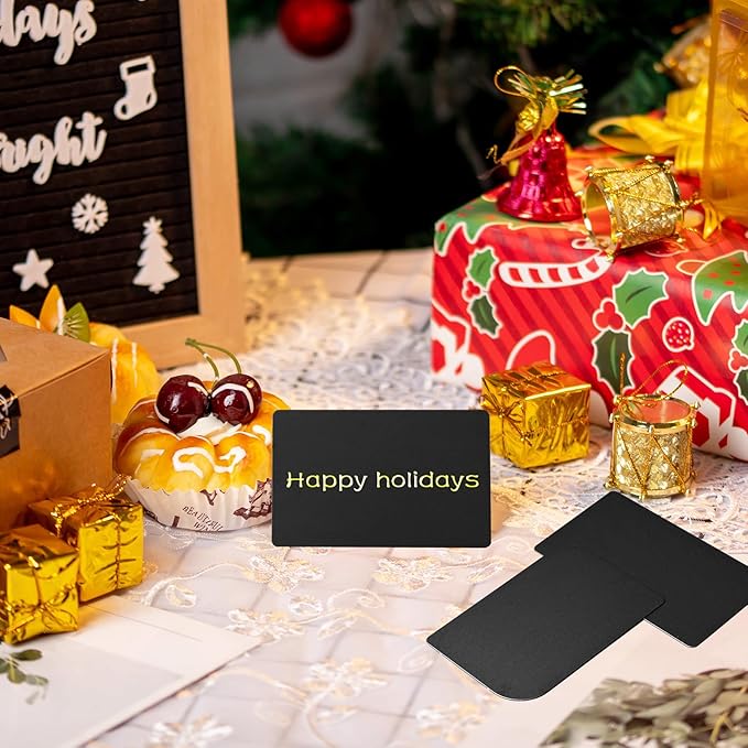 Thick Aluminum Metal Business Cards Anodized Aluminum 86 X 54 X 0.8mm 15 pcs Include Protector Sleeves (Different Shapes Black)