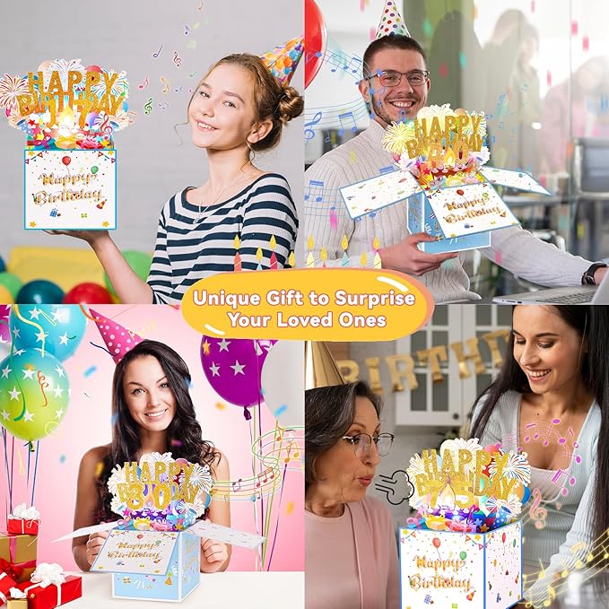 Tnvee 11ST Birthday Cards with Lights Music, 3D Pop Up Singing Happy Birthday Greeting Cards Gifts Ideal for 11 Year Old Kids Boy Girl