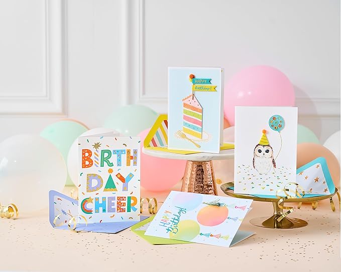 Papyrus Deluxe Boxed Birthday Card Assortment, Bright Birthday (4-Count)