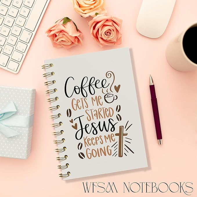 Coffee and Jesus Notebook - Coffee Christian Journal, Coffee Jesus Spiral Notebook, Coffee Christian Jesus Decor, Jesus Gifts for Women, Gifts for Coffee Lovers, Christian Gifts, 5.5x8.3 Inches