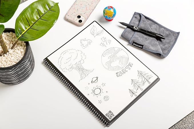 Rocketbook Core Reusable Spiral Notebook, Executive Size 6x8.8, Camo - Lined Pages, App-Connected, Erasable, Durable Cover, Ideal for School, Work, and Creative Projects