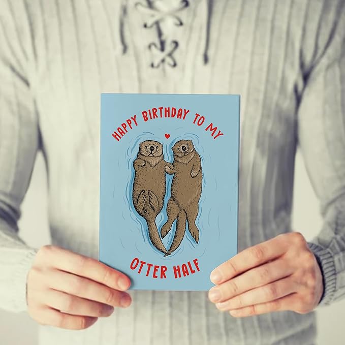 CENTRAL 23 3D Birthday Card For Wife - Happy Birthday My Otter Half - Pop Up Birthday Cards For Men Women - Sweet Pop Up Card For Husband Boyfriend Girlfriend Partner - Comes with Stickers