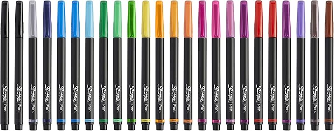 Sharpie Felt Tip Pens, Fine Point (0.4Mm) Felt Tip Markers, Journaling Pens, Art Markers, Drawing Markers, Assorted Colors, 24 Count