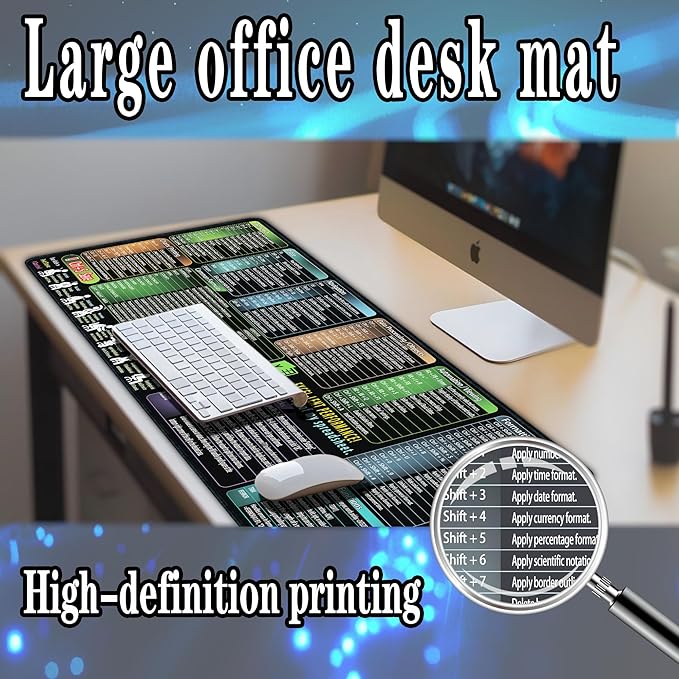 secret corner excel Cheat Sheet Mouse pad,Extra Large Office Keyboard Shortcuts Mousepad,Office Desk Accessories Desk pad Computer,PC Gaming Non-Slip XXL Desk mat