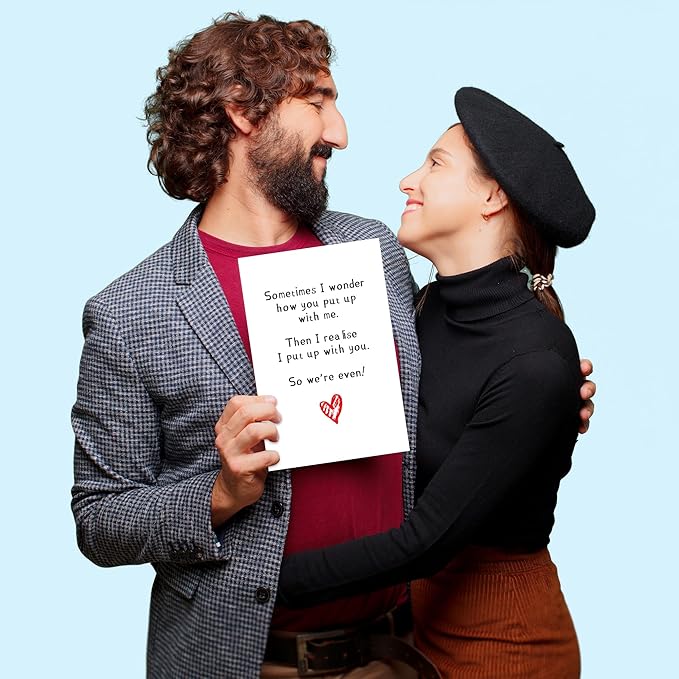 Funny Valentines Day Card for Him Her - Sometimes I Wonder How You Put Up With Me, Humorous Anniversary Card for Husband, Wife, Boyfriend, Valentines Gift for Men Women