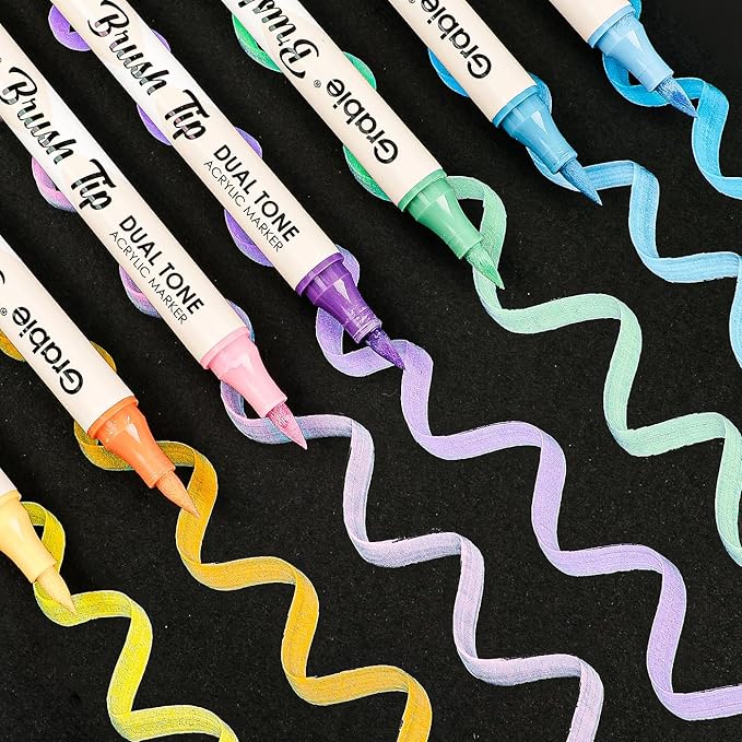 Grabie 72 Colors Paint Markers, Dual-Color Acrylic Pens with 36 Brush Tips, Double Tipped for Rocks & Art Supplies