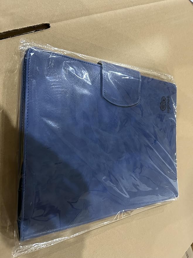 A4 Leather Portfolio Professional Organizer Padfolio,Interview Resume Folder with Magnetic Cover,Conference Document Organizer with Papers,Sticky Tabs,Pen,Work Folio for Women & Man,Retro Blue