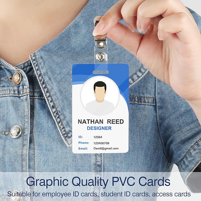 20 Pack Premium Blank PVC Cards with Slot Punch on Short Side - Vertical Slot Punch Blank ID Cards- CAETOUNG CR80 30 Mil Graphic Quality White Plastic Cards for Photo ID Badge Printers