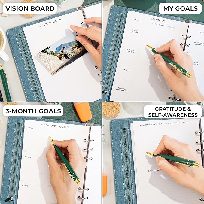 Clever Fox Weekly Planner Binder – Goal Setting Planner for Time Management & Weekly Tasks – Work & Life Organizer with to Do List & Habit Tracker – Undated, 7″ x 9″ Hardcover (Windy Blue)