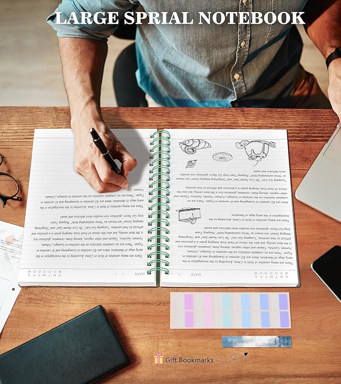 Spiral Notebook Journal,360 Pages College Ruled Notebook, Lined Thick Journals for Women Men,A5 Thick Spiral Journal for Writing,100GSM Paper, Spiral Notebooks for Work School 5.5"x8.5" Green