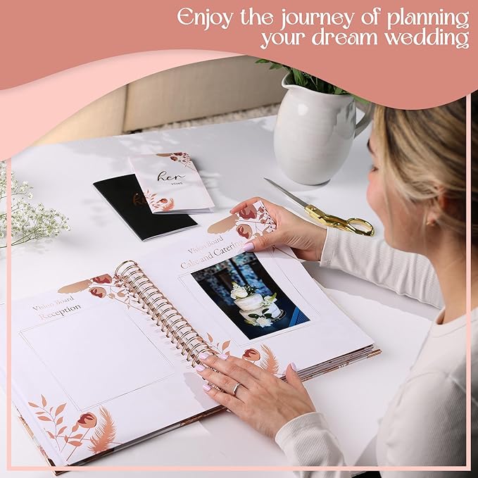 3 PCS Wedding Planning Book and Organizer , Bride Book Wedding Vows Book His and Her Including , Hardcover Wedding Binder Planner , Enhance Excitement and Makes Your Countdown Planning Easy Wedding Planner for Bride , 9*11 in
