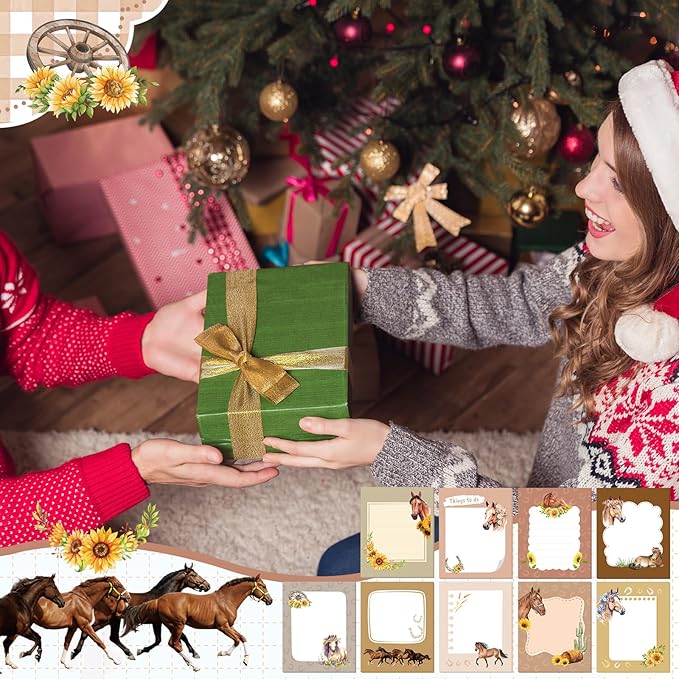 Sabary 9 Pads Sticky Notes 3.15 x 3.94 Inches Cute Self Sticky Note Pads Colored Adhesive Notepad for Memo Reminder Journal Studying Office Home Gift(Horse)