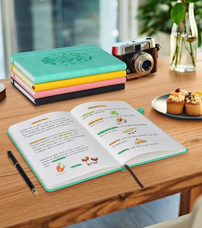 Lined Journal Notebook for Women, Hardcover Leather Journaling Notebooks 8.5" x 11", A4 200 Pages Big Journals for Writing, College Ruled Notebook for Work School, Note Taking, Business Diary Green