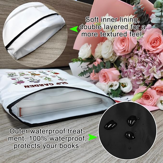 Book Sleeve, Book Sleeve with Zipper, Book Sleeve for Book Lovers, The Reader Tarot Card Book Sleeves, Book Pouch Kindle Protector, Gifts for Women Teacher Librarian Bookworm Bookish (White-A, Large)