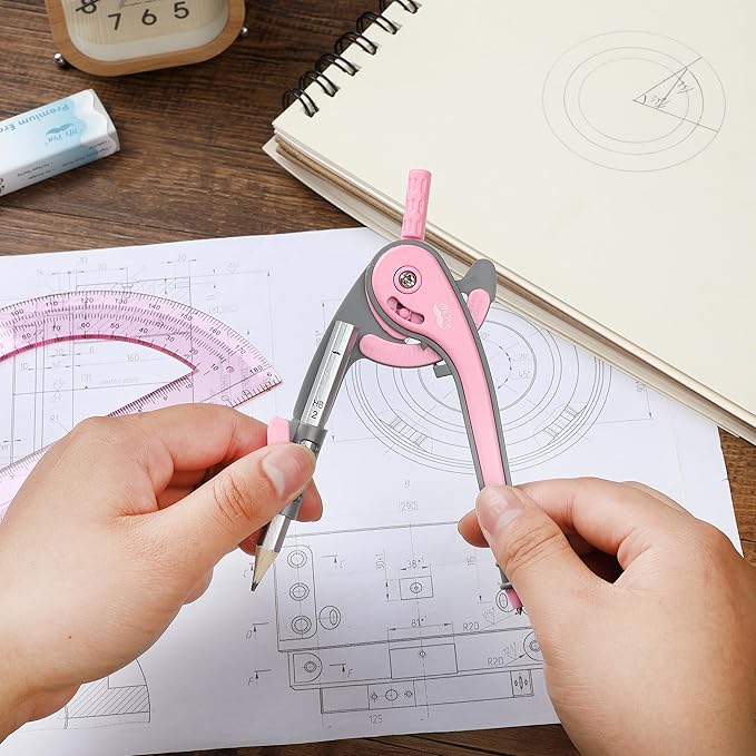 Mr. Pen- Compass and Protractor Set, Rogue Pink, Compass Geometry Tool, Protractor and Compass Set, Compass Drawing Tool, Drawing Compass, Geometry Compass, Math Compass for Geometry