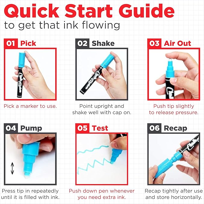 5 Red Chalkboard Chalk Markers - Red Dry Erase Markers for Blackboard, Chalkboard Signs, Windows, Glass | Variety Pack - Fine & Jumbo Size Ink Pen (1mm, 3mm, 6mm, 10mm, 15mm)