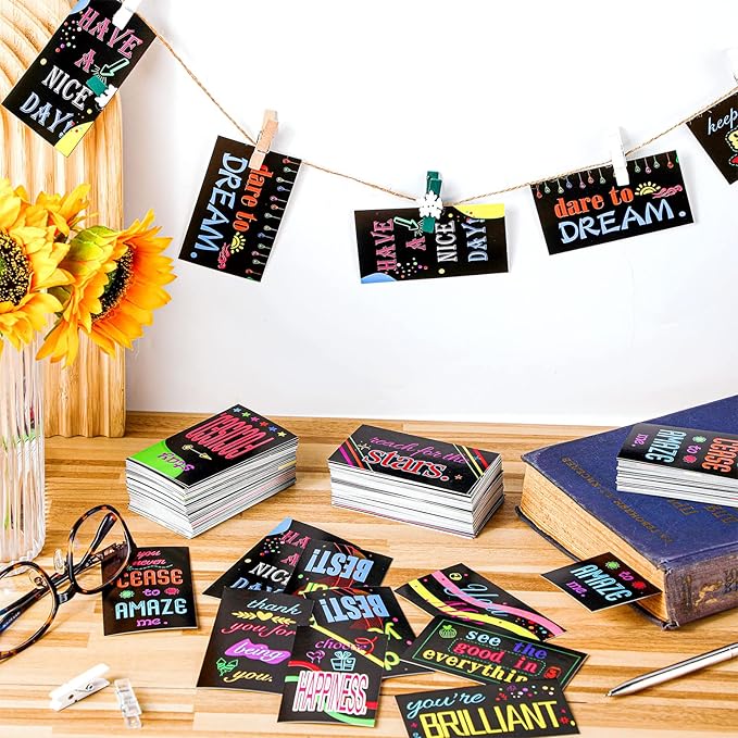 Jinei 300 Inspirational Affirmation Cards Positive Motivational Cards Small Mini Encouragement Quotes for Women Mother's Day Church(Geometric Style)