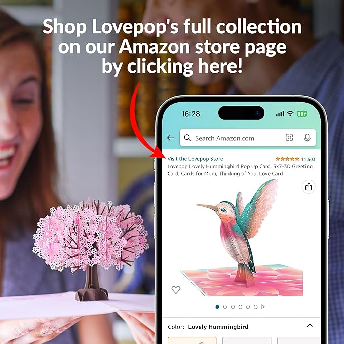 Lovepop Birthday in Bloom Pop-Up Card & Bouquet Bundle, 5" x 7" & 12" Premium display pop-up