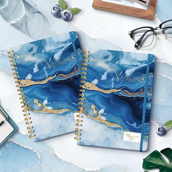 2026 Planner, A5 Weekly and Monthly Planners with Tabs, Spiral Bound Daily Calendar 2026 Planner, Agenda Organizers from Jan. to Dec., Hardcover Habit Tracker Journal 6.18" x 8.5"(Dark Blue)