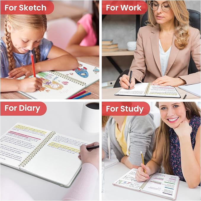 Taja Blank Spiral Journal Notebook for Women & Men, 140 Pages, Sketch Book, Plain Notebook for Drawing & Sketching, Journals for Creative Writing, A5(6"x8") - Pink