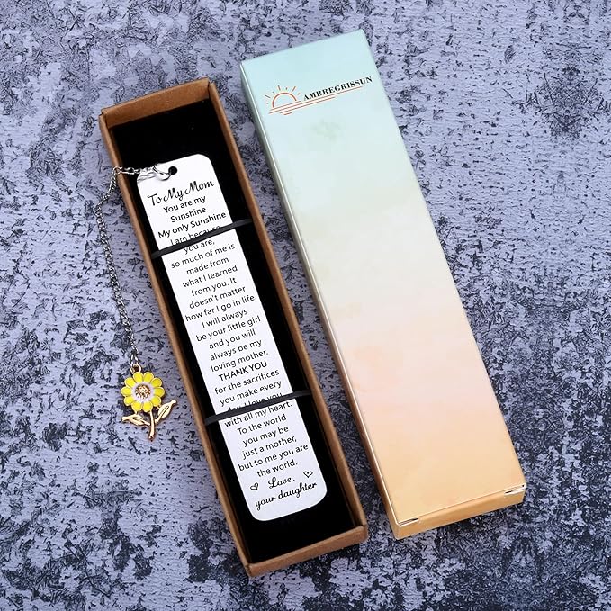Bookmark Gifts for Mom Mother’s Day Gifts for Mom Mother Mommy from Daughter Christmas Stocking Stuffers Gift for Mom from Daughter Teens Girls Birthday Mom Gifts for Book Lover You are My Sunshine