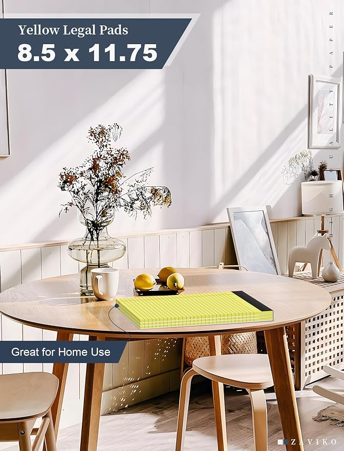 Legal Pads 8.5 x 11, 8 Pack, Yellow Paper Pads, Wide Ruled, Writing Pads 8-1/2" x 11", Micro Perforated, Premium Thick Paper, Yellow Notepads 8.5 x 11, Double Sided, Cardboard Backing, 30 Sheets/Pad