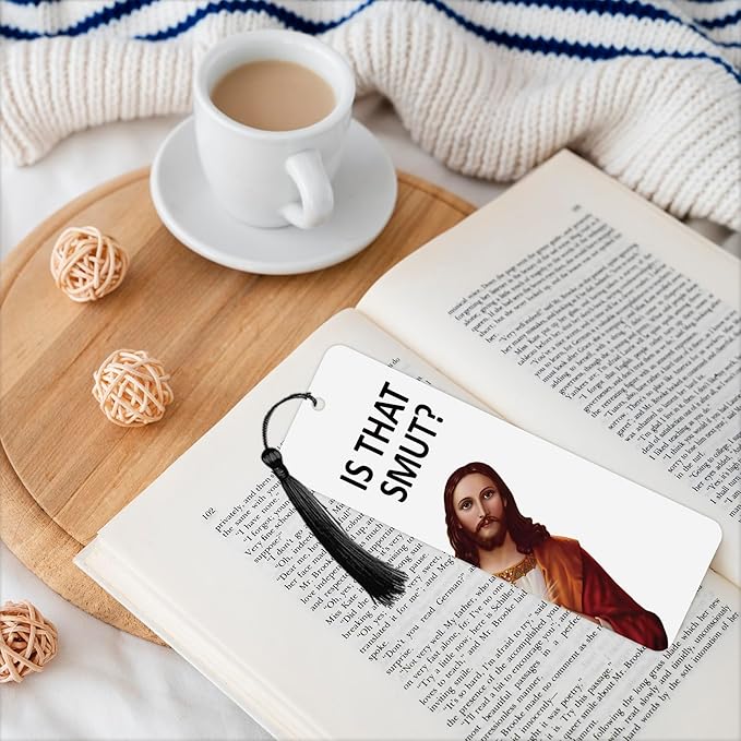 8 Pack Peeking Jesus Bookmark, Peeking Jesus is That Smut Bookmark, Peeking Jesus I Saw That Bookmark, Whatcha Doin'? (Black)