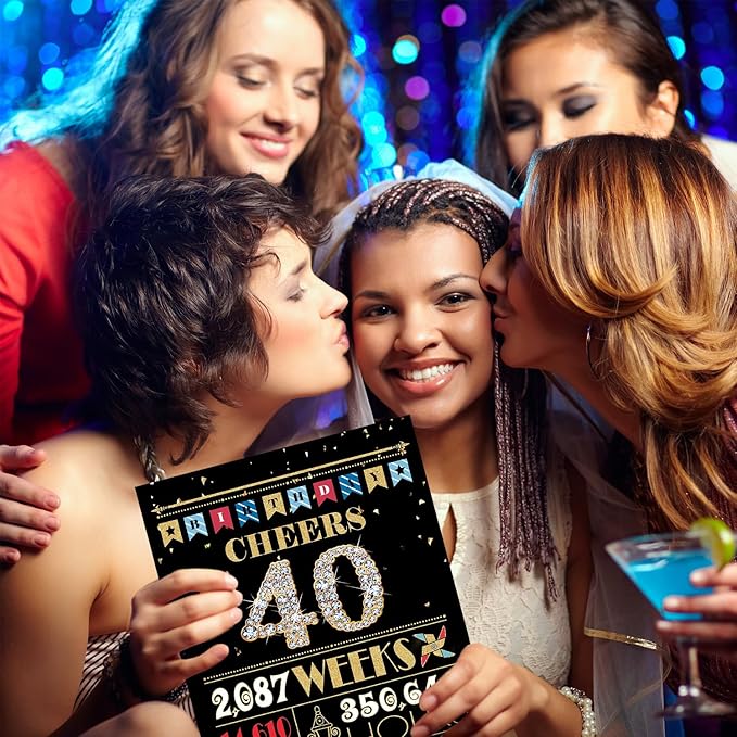 40th Birthday Card, 40th Birthday Gifts Women Men, 40th Birthday Decorations for Him Her, Back in 1985 Birthday Card, Black Gold