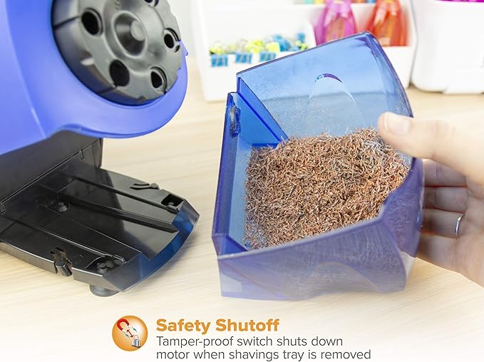 Bostitch Office QuietSharp 6 Electric Pencil Sharpener, Heavy Duty Classroom Sharpener, Size Selector with 6 Different Sizes, Perfect for Classroom and Homeschool Use, Blue