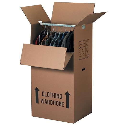 Wardrobe Boxes, 24" x 20" x 46", Kraft, 5/Bundle, by Discount Shipping USA