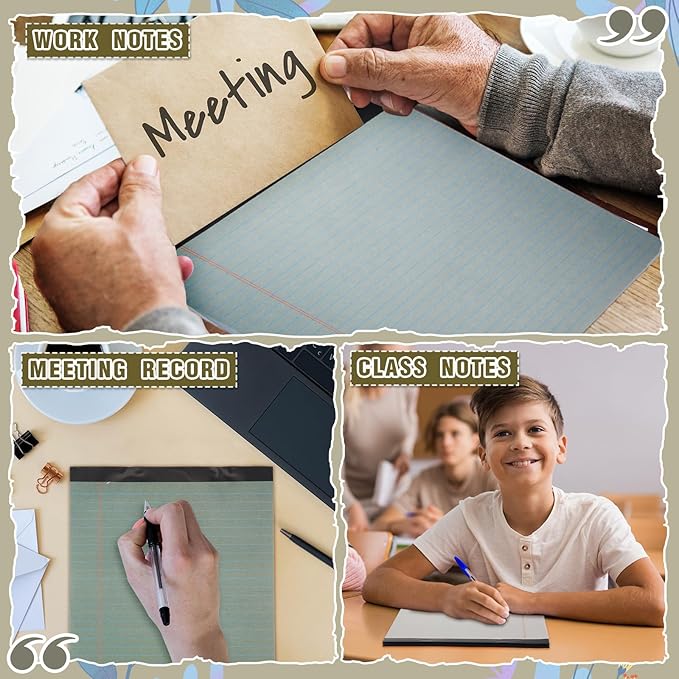 Fuutreo 8 Pcs 8.5'' x 11'' Colored Legal Pad Writing Pads Wide Ruled 50 Sheets Per Notepad Perforated Writing Notepad Office Supplies for School College Office Business (Vivid Colors)