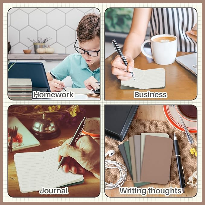 Outus 36 Pcs Pocket Notebook Mini Journal 2.5" x 4" Kraft Paper Mini Notepad Bulk Softcover Pocket Notepad Memo Diary Subject Notebooks for Student Traveler School(Dark Color)