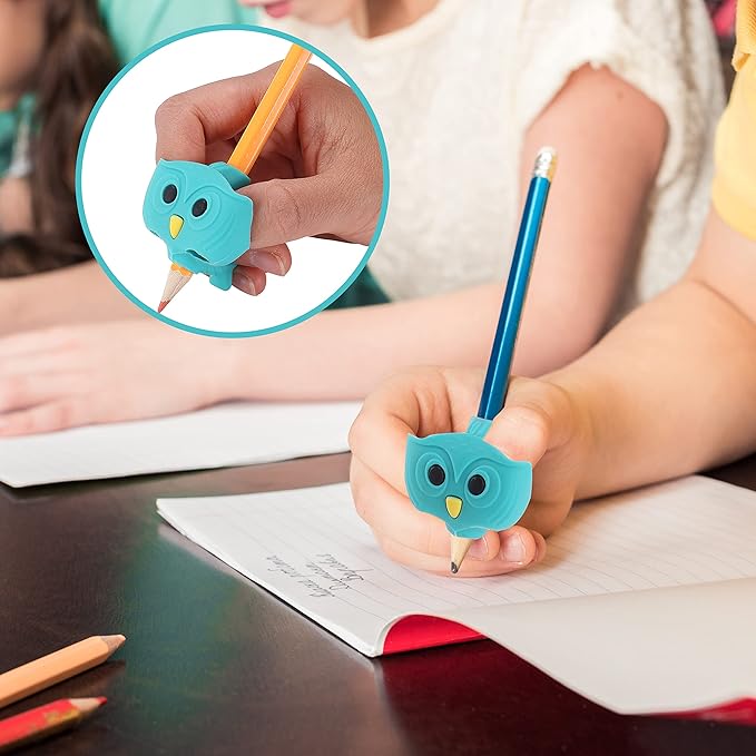Mr. Pen Owl Pencil Grips, 6 pcs, Silicone Gel, Cute, Fits Pencils, Pens, Crayons