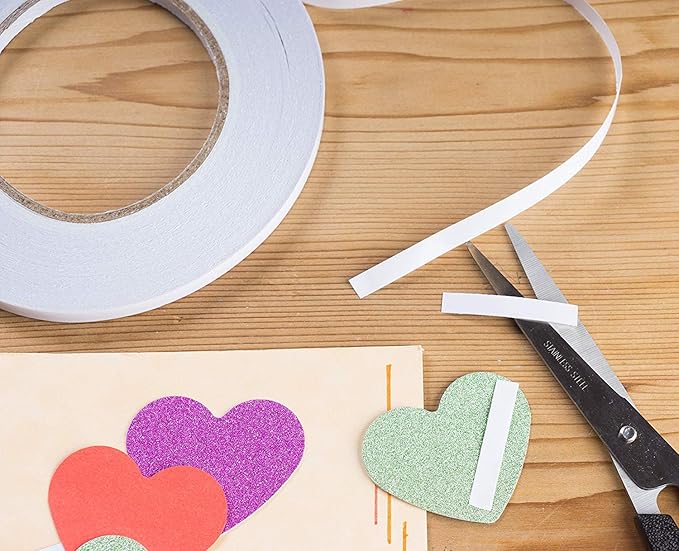 Ultra Thin Double Sided Adhesive Tape (1/4 Inches 55 Yards) Lasting, Acid Free & Heat Resistant,for Gifts, Photos, Scrapbooking, Documents, Wallpaper, Crafts, Card and Boxes