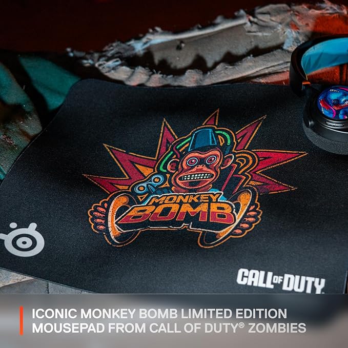 SteelSeries QcK Gaming Mouse Pad — Call of Duty® Monkey Bomb Edition — Limited — Free in-Game Item — Non-Slip Rubber Base — Peak Tracking and Stability — Optimized for Gaming Sensors