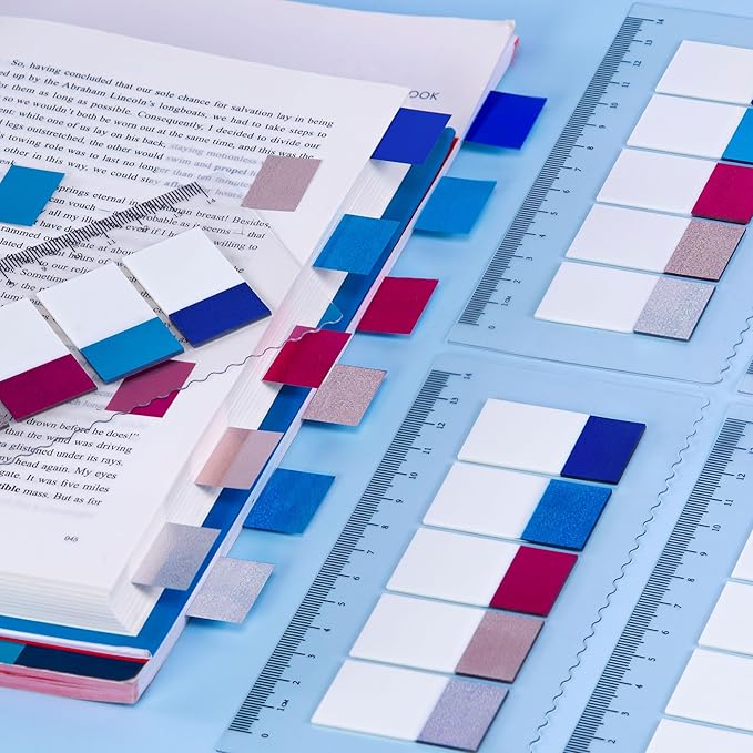 Golcellia 500 Pieces Sticky Tabs Transparent Page Markers, Diamond Laser Sticky Note Tabs Colored Writable and Repositionable Index Tabs, Tabs for Annotating Books