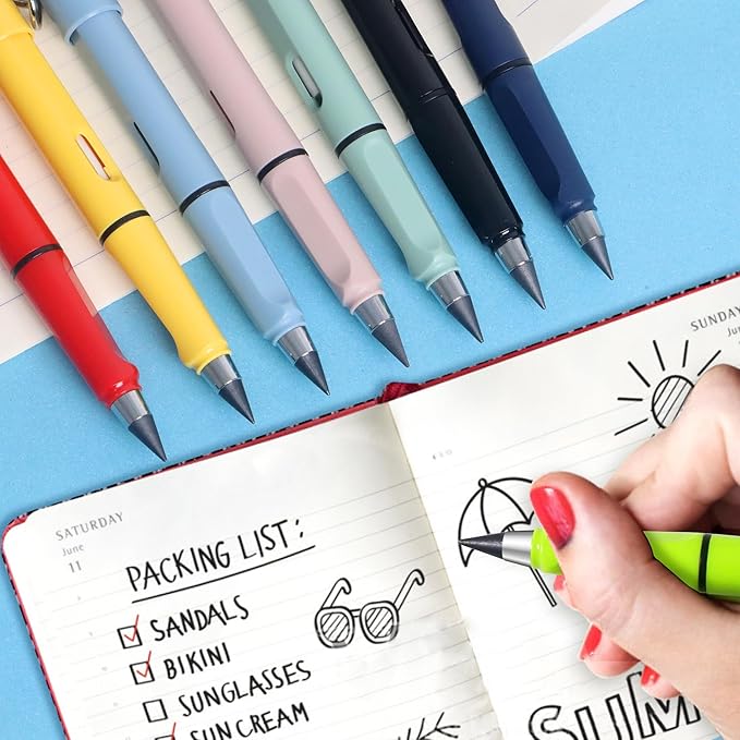 12Pack Forever Pencils for Kids Writing, Infinity Pencil Cute Inkless Everlasting Pencil with Eraser for Sketching (Black)