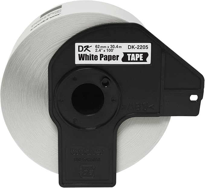 Brother Genuine, DK-2205 Continuous Paper Label Roll, Cut-to-Length Label, 2.4” x 100 Feet, (1) Roll Per Box (Pack of 2)