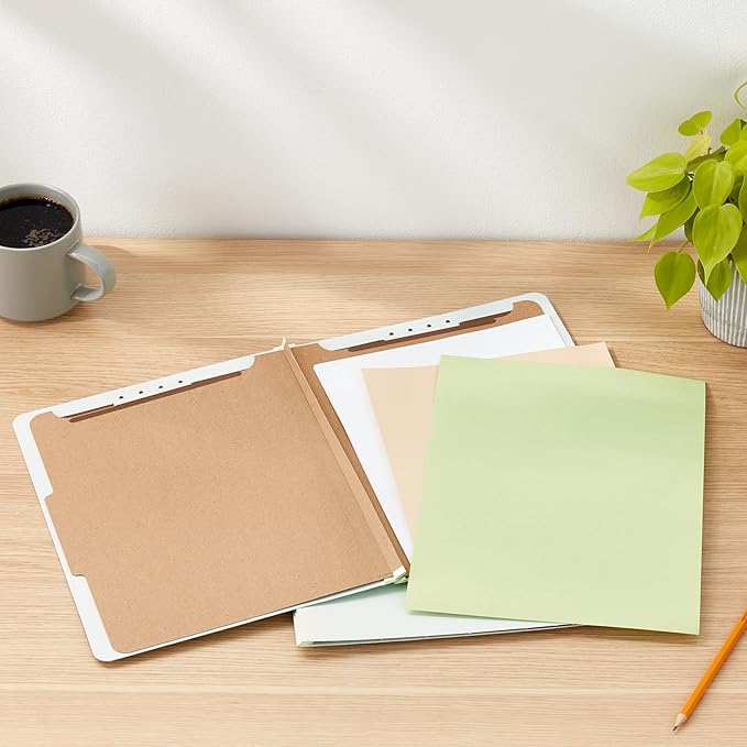 Amazon Basics Classification Folder- 100% Recycled, 1 Divider, 2-Inch Embedded, 12.05 x 10.47 inch (Letter), Light Green, 10-Pack