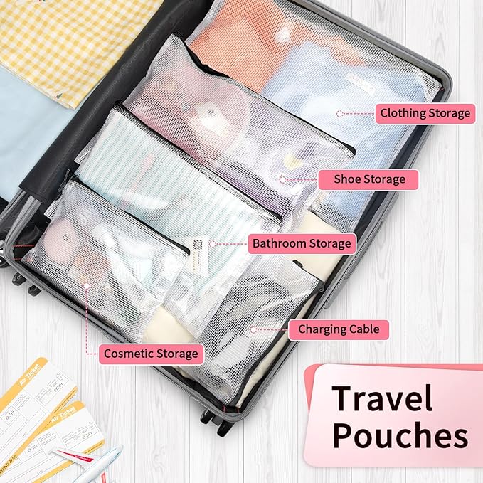 Umriox Zipper Pouch, 16.9x12.4 in (Black, 12 Packs), Extra Large Zipper Bags, Waterproof Zipper Pouches for Office Supplies, Puzzles, Board Game Storage & Cross Stitch Projects